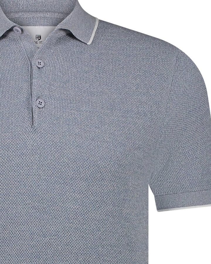State of Art regular polo gebreid grijsblauw