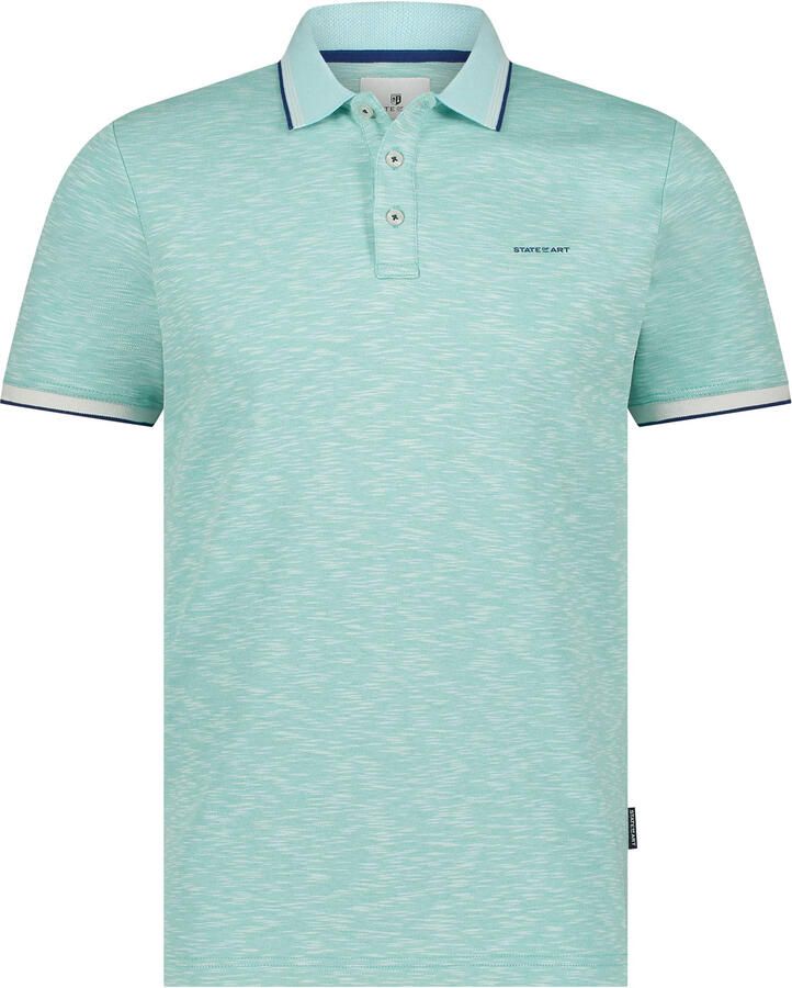 State Of Art T-shirt Polo Slubmelange Lichtblauw - Foto 2