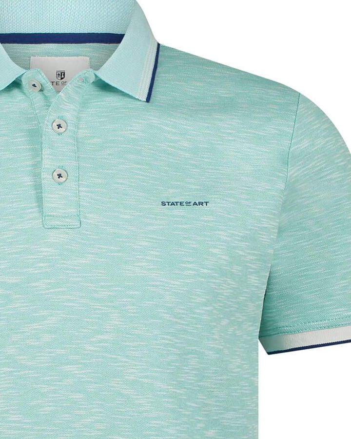 State Of Art T-shirt Polo Slubmelange Lichtblauw