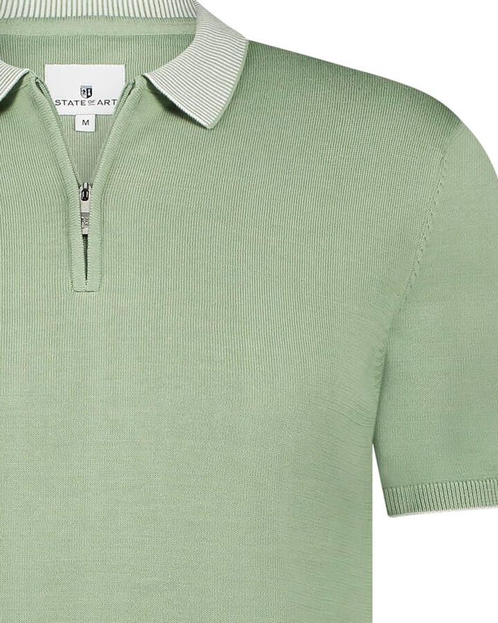 State of Art Knitted Poloshirt Half Zip Groen - Foto 2
