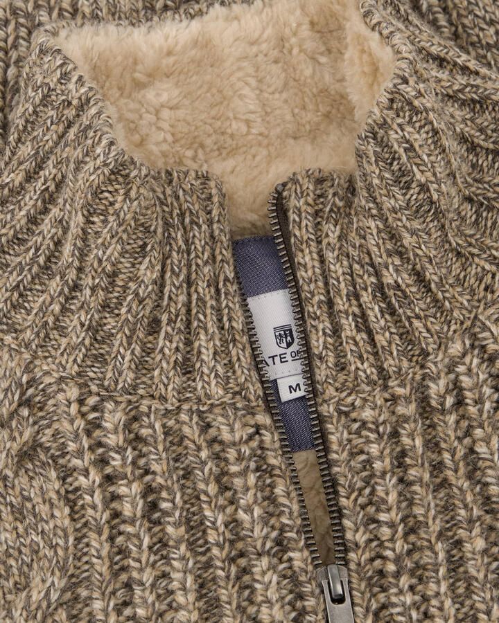 State of Art gemêleerd grofgebreid kabelvest met wol beige - Foto 2