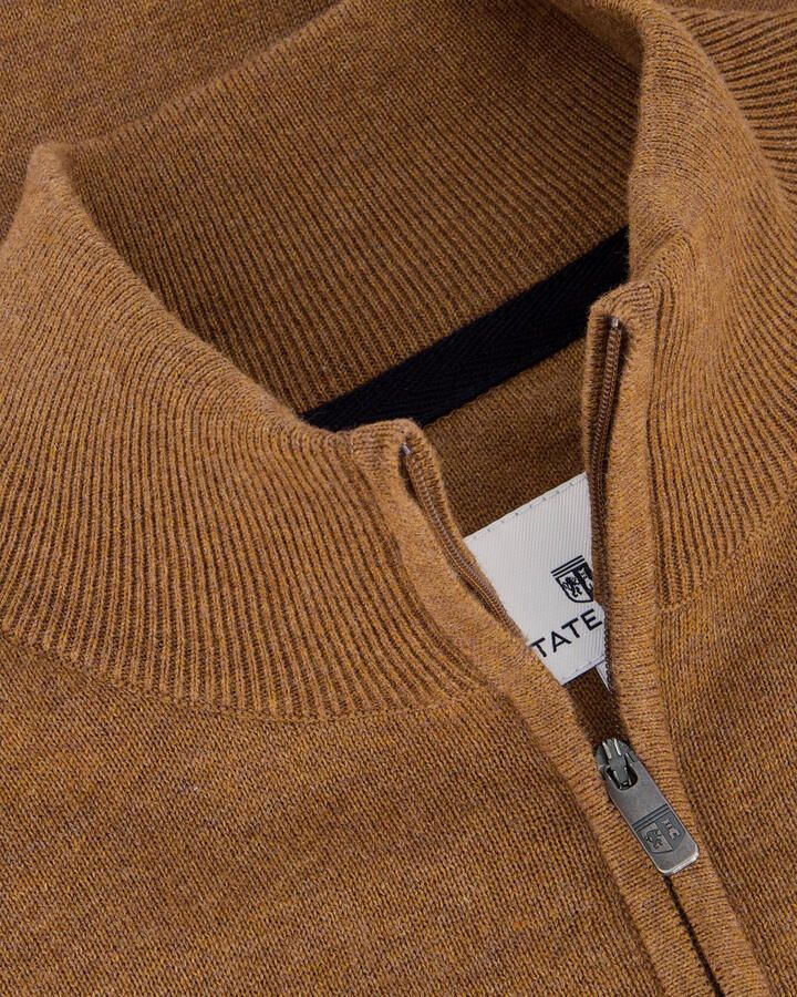 State of Art Cognac Katoenen Trui met Opstaande Kraag Brown Heren - Foto 3