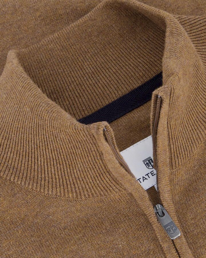 State of Art Cognac Katoenen Trui met Opstaande Kraag Brown Heren - Foto 4