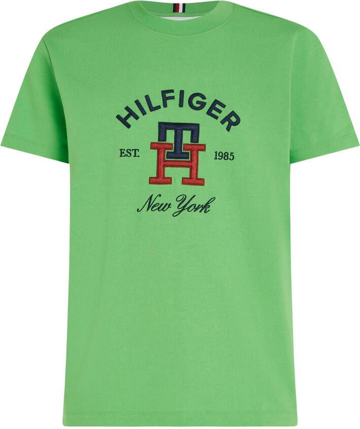 Tommy Hilfiger T-shirt met labelstitching model 'CURVED MONOGRAM'