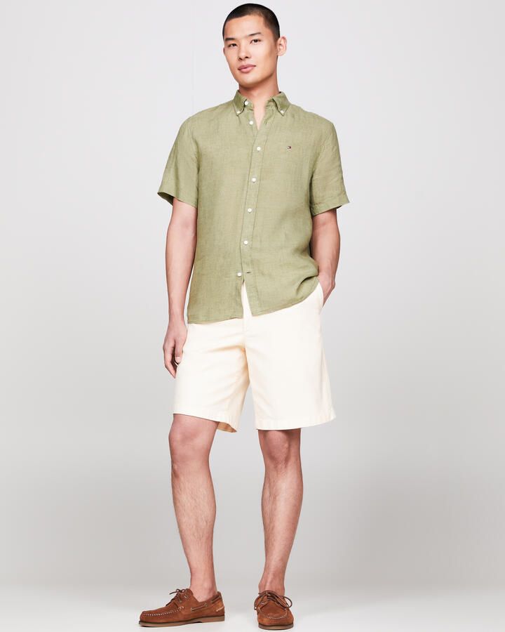 TOMMY HILFIGER Heren Overhemden Pigment Dyed Linen Rf Shirt S s Olijf - Foto 3