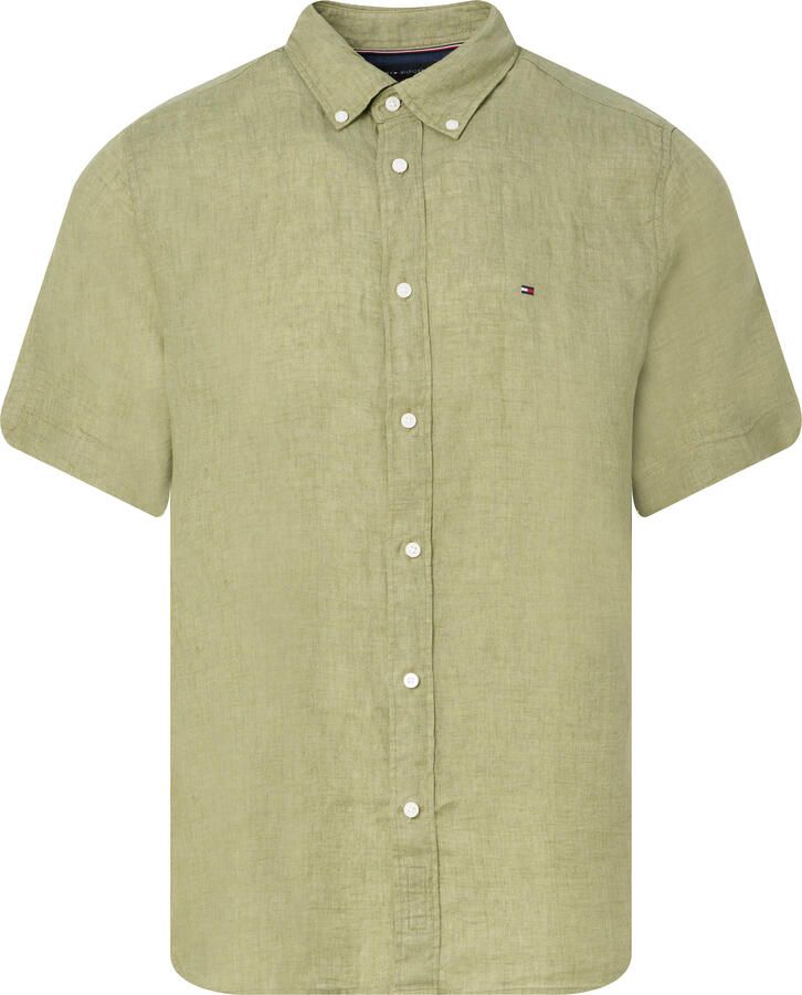 TOMMY HILFIGER Heren Overhemden Pigment Dyed Linen Rf Shirt S s Olijf