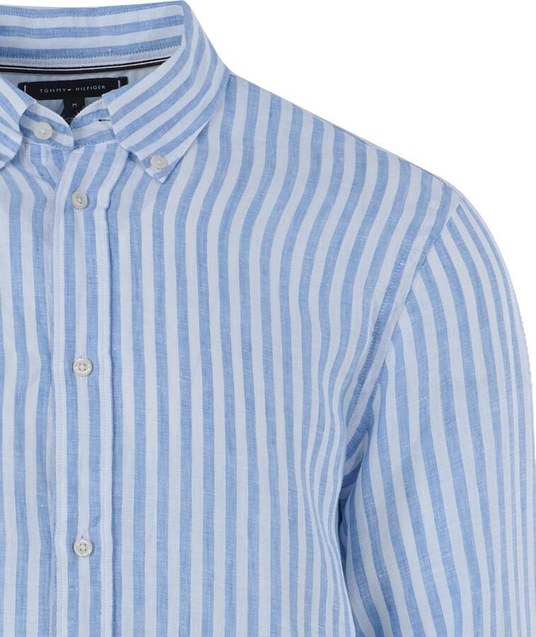 Tommy Hilfiger Smart Casual Verticale Streep Linnen Overhemd Blue Heren - Foto 2