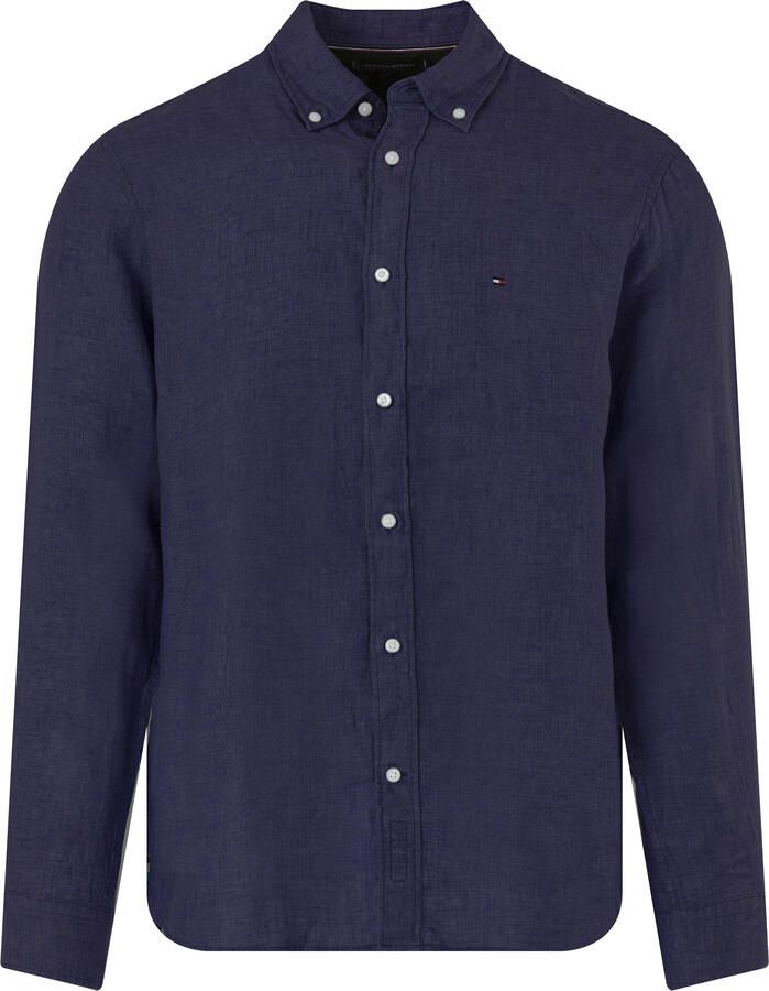 Tommy Hilfiger Overhemd Lange Mouw MW0MW34602 LINEN PIGMENT DYED-DCC CARBON NAVY - Foto 2