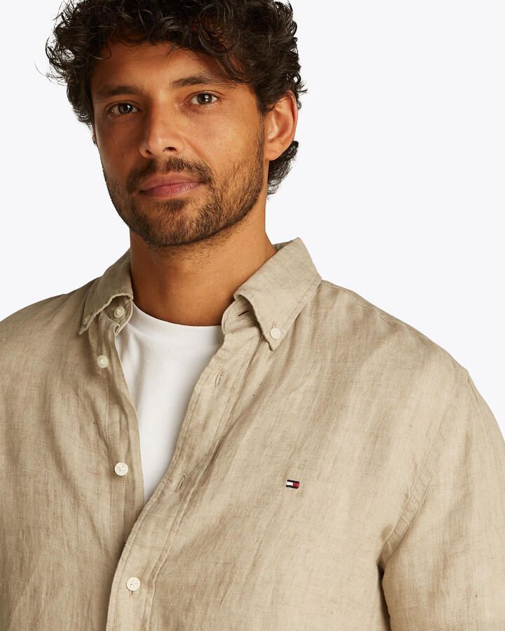 TOMMY HILFIGER Heren Overhemden Pigment Dyed Li Solid Rf Shirt Beige - Foto 5