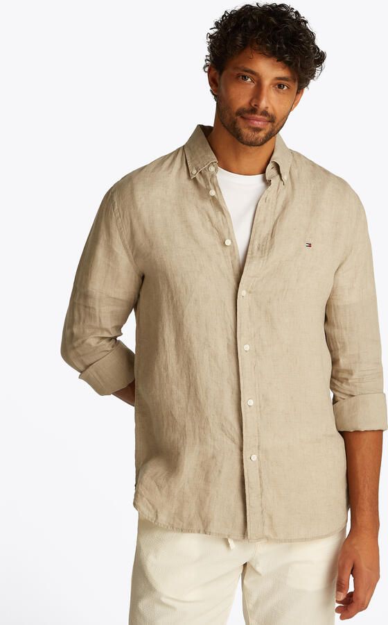 TOMMY HILFIGER Heren Overhemden Pigment Dyed Li Solid Rf Shirt Beige - Foto 7