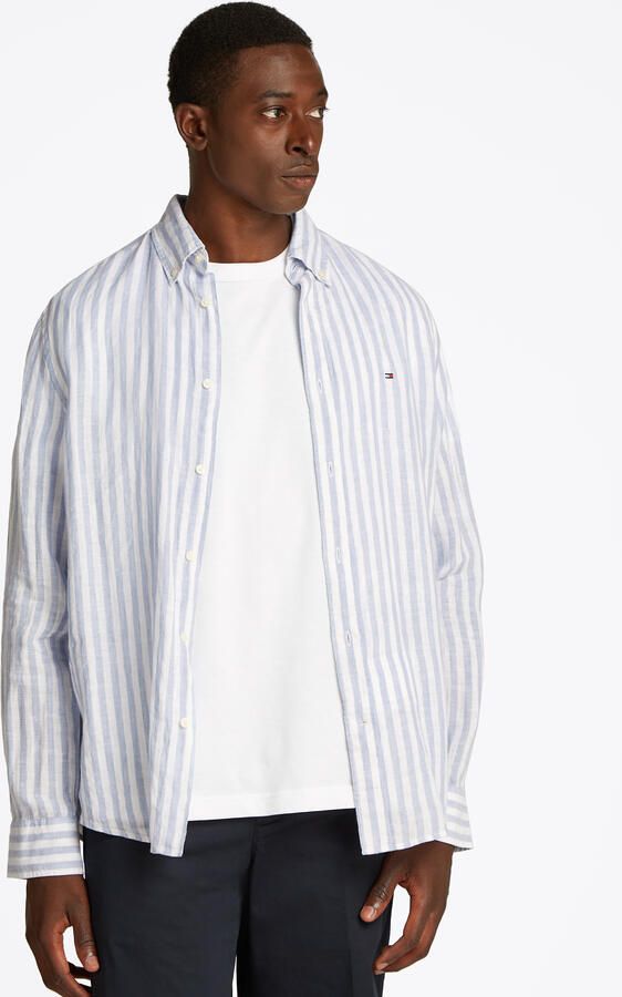 TOMMY HILFIGER Heren Overhemden Linen Essential Stripe Rf Shirt Ecru - Foto 7