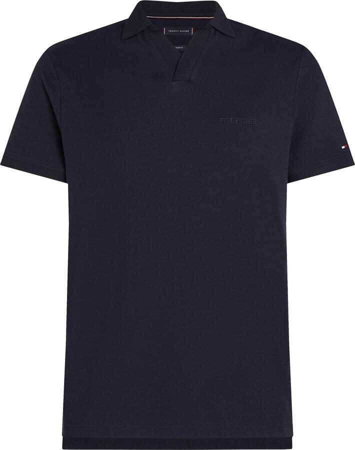 Tommy Hilfiger linnen regular polo donkerblauw