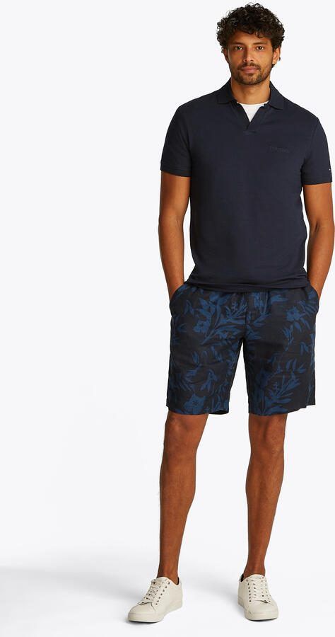 Tommy Hilfiger linnen regular polo donkerblauw - Foto 4