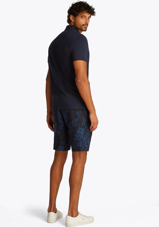 Tommy Hilfiger linnen regular polo donkerblauw - Foto 3