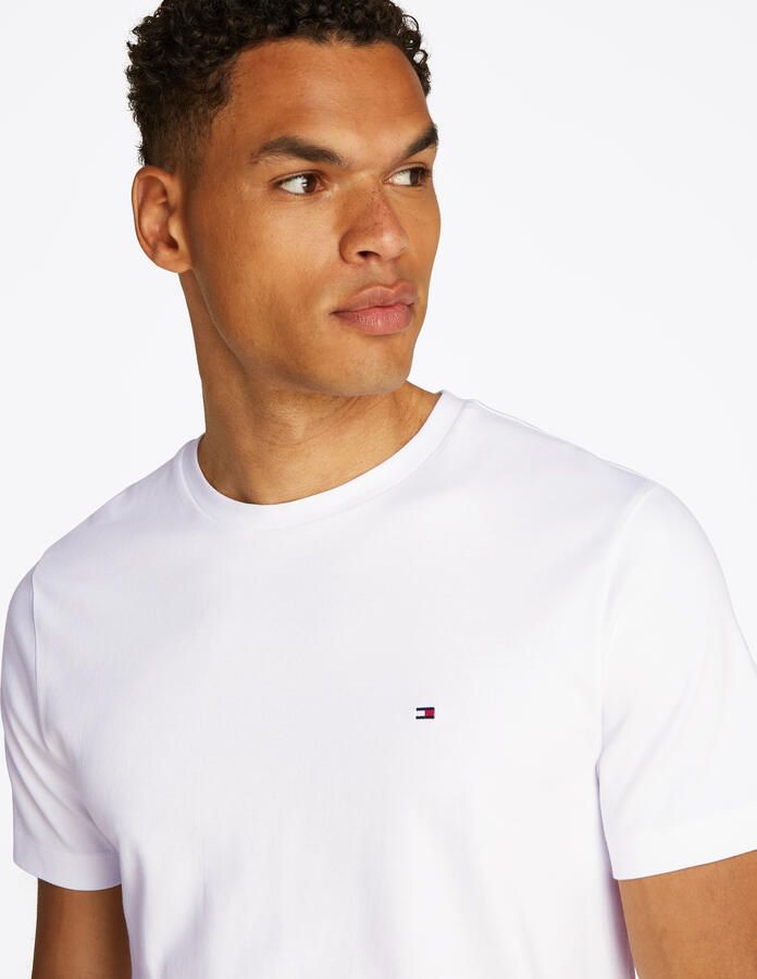 Tommy Hilfiger Interlock Gebreide Geribbelde Kraag T-Shirt White Heren