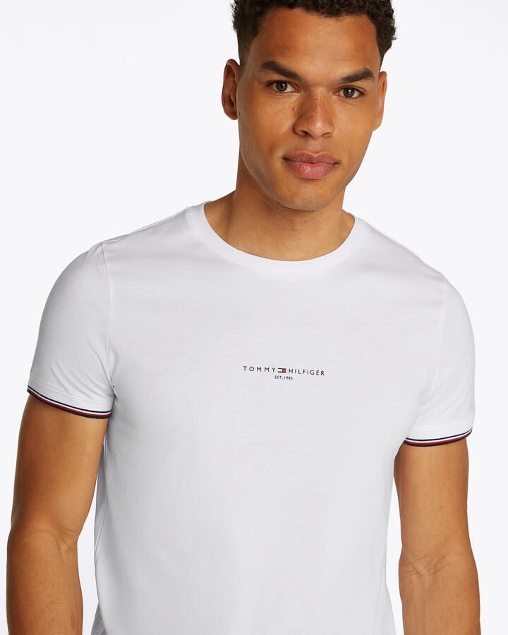 Tommy Hilfiger Casual Stijl Wit T-shirt met Contrasterende Details White Heren