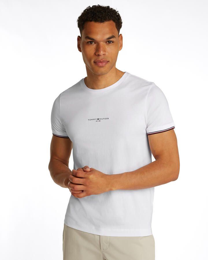 Tommy Hilfiger Casual Stijl Wit T-shirt met Contrasterende Details White Heren - Foto 3