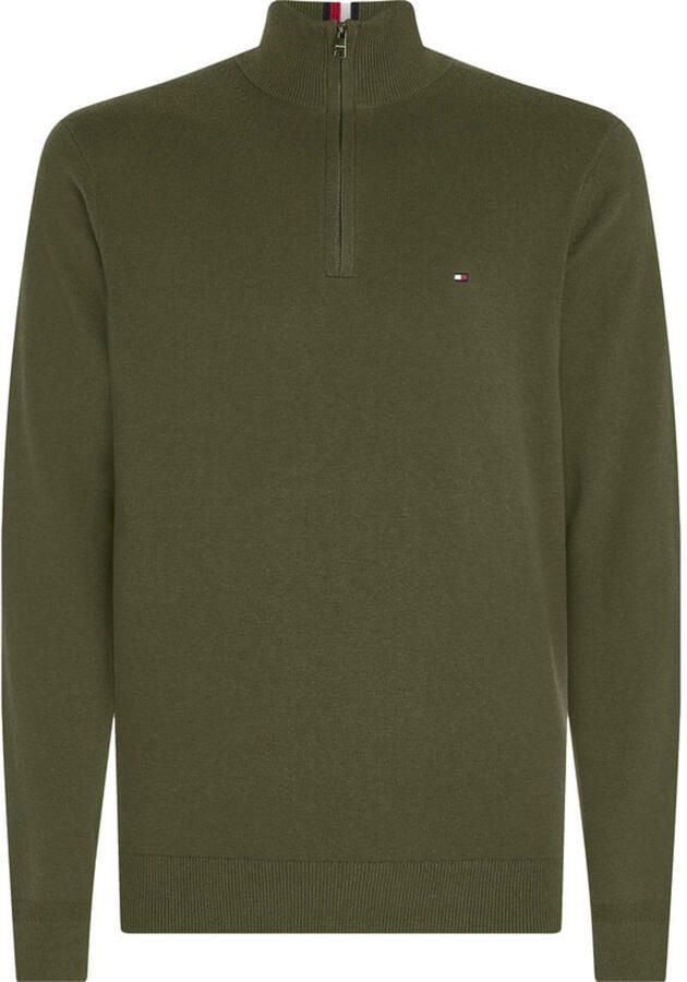 TOMMY HILFIGER Heren Truien & Vesten Pima Org Ctn Cashmere Zip Mock Donkergroen