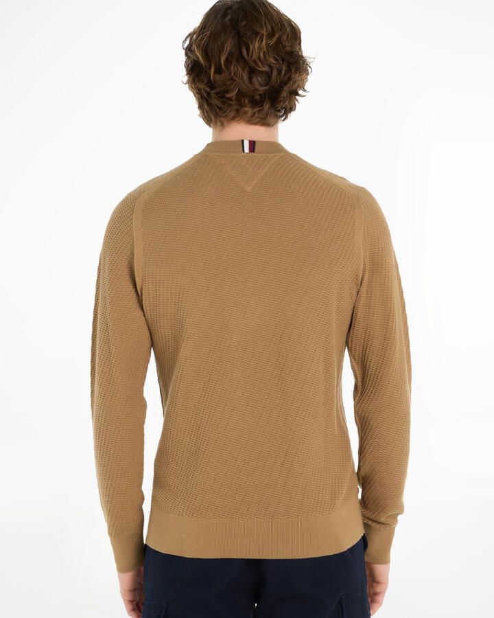 Tommy Hilfiger Rechthoekige Structuur Crew Neck Trui Bruin Heren