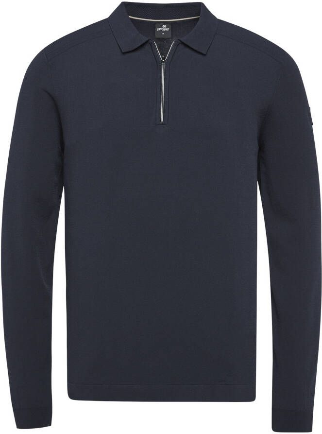 Vanguard Long sleeve polo viscose blend sky captain Blauw Heren