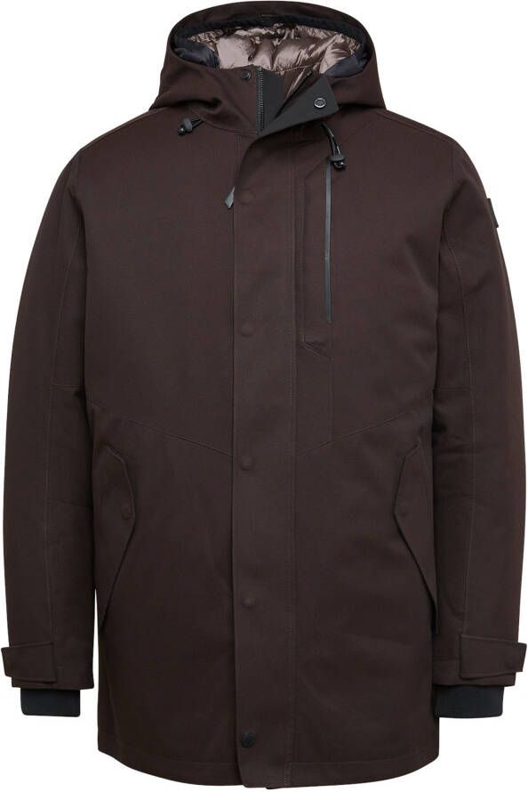 Vanguard winterjas bruin effen rits + knoop normale fit