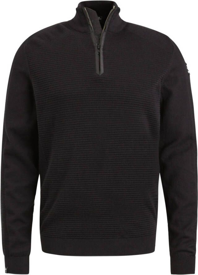 VANGUARD Heren Truien & Vesten Halp Zip Collar Cotton Structure Zwart