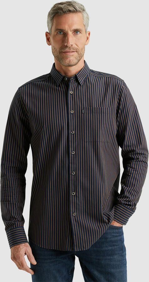 Vanguard Overhemd Lange Mouw Overhemd Strepen Navy Bruin - Foto 6