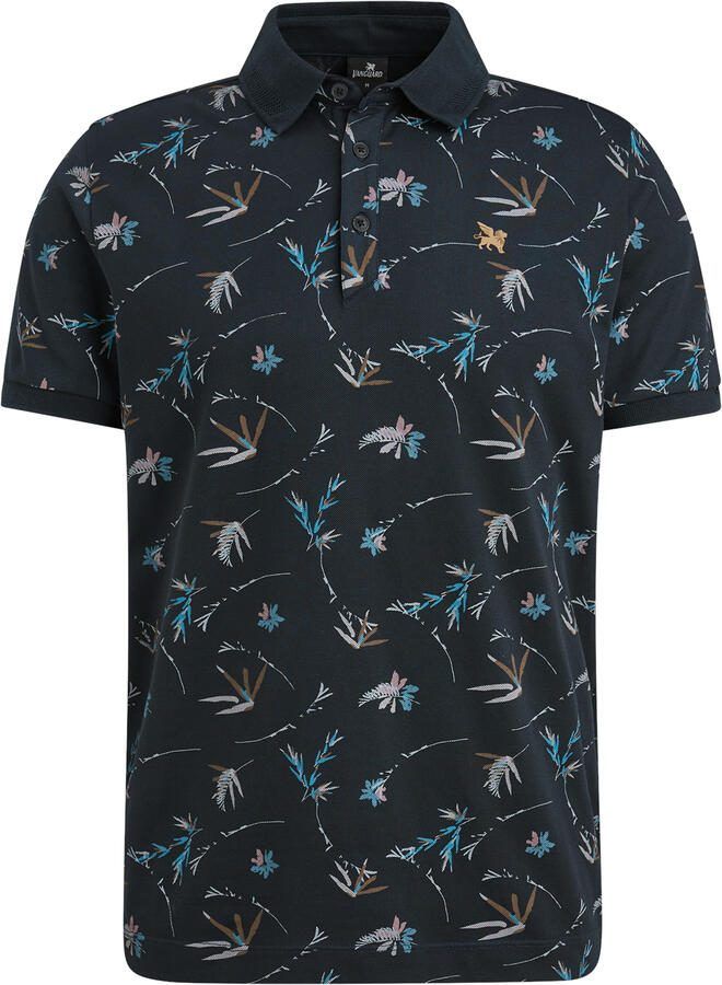 Vanguard regular fit polo met all over print donkerblauw