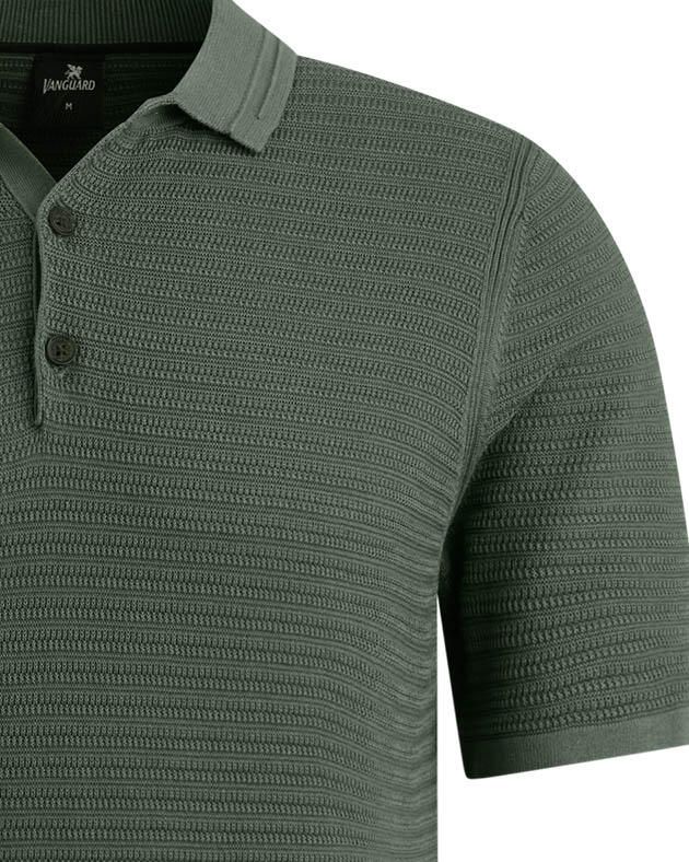 Vanguard regular polo met ingebreid patroon donkergroen - Foto 3