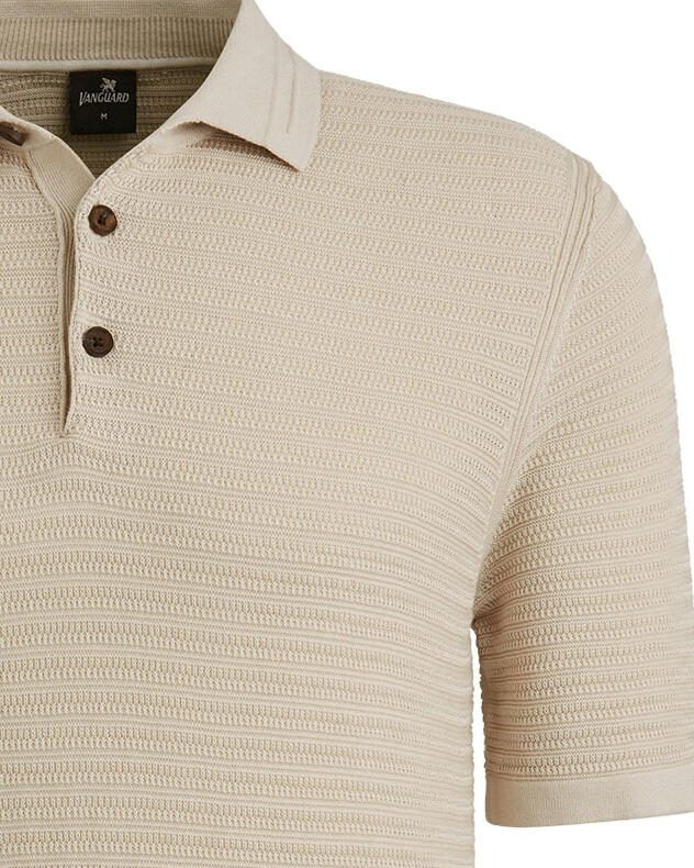 Vanguard regular polo met ingebreid patroon beige - Foto 3
