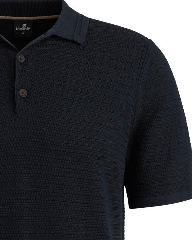Vanguard regular polo met ingebreid patroon donkerblauw - Foto 3