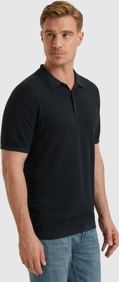 Vanguard regular polo met ingebreid patroon donkerblauw - Foto 4