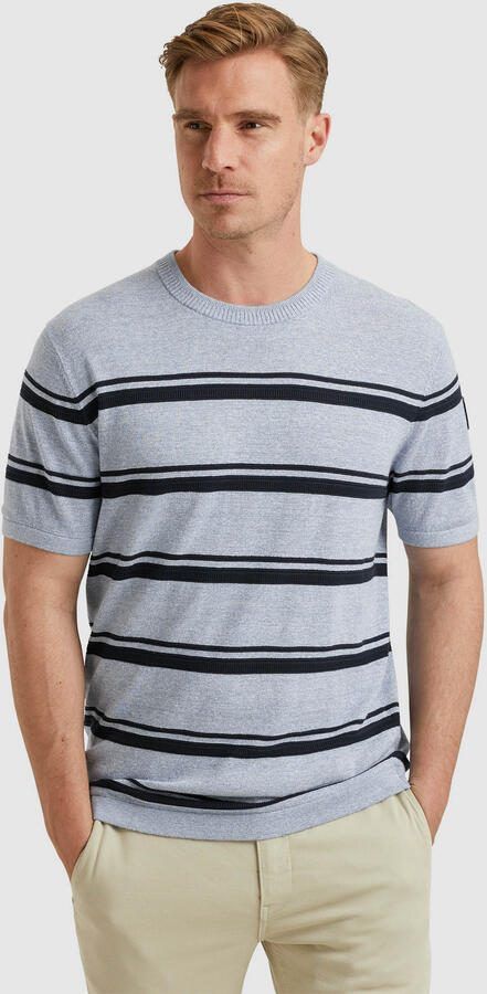 Vanguard Korte Mouw R-hals Katoen Linnen T-shirt Blue Heren - Foto 4