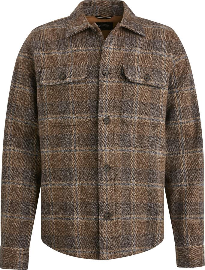 Vanguard Geruite Geborstelde Overshirt Lange Mouw Brown Heren