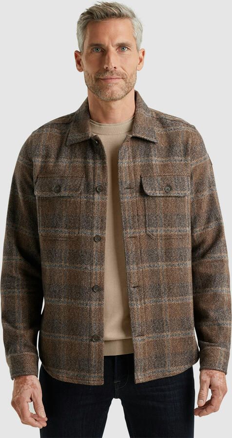 Vanguard Geruite Geborstelde Overshirt Lange Mouw Brown Heren - Foto 3
