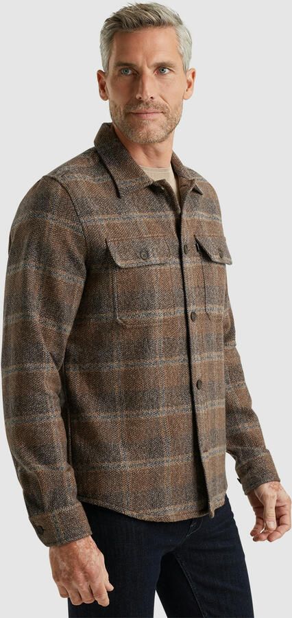 Vanguard Geruite Geborstelde Overshirt Lange Mouw Brown Heren - Foto 4
