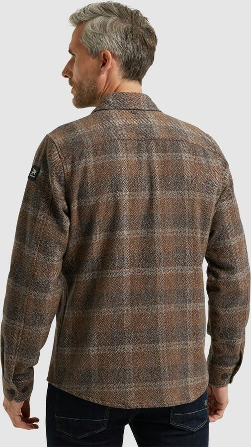 Vanguard Geruite Geborstelde Overshirt Lange Mouw Brown Heren - Foto 2