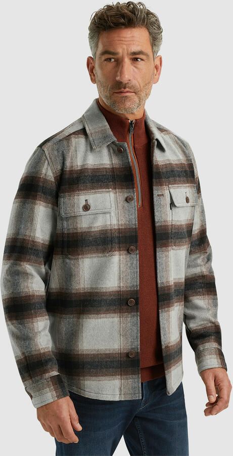 Vanguard Sweater Overshirt Brushed Wolblend Ruit Grijs - Foto 6