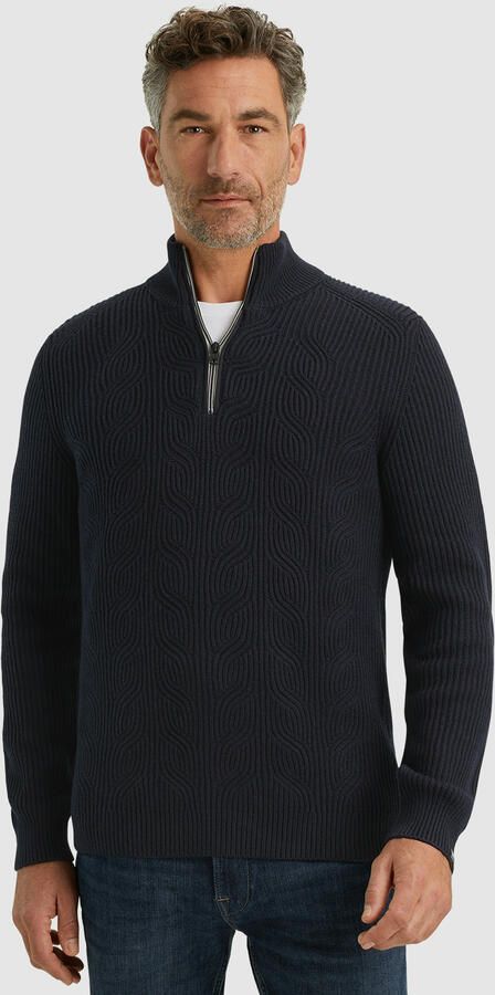 Vanguard Halve Rits Katoenmix Wol Pullover Blue Heren - Foto 6