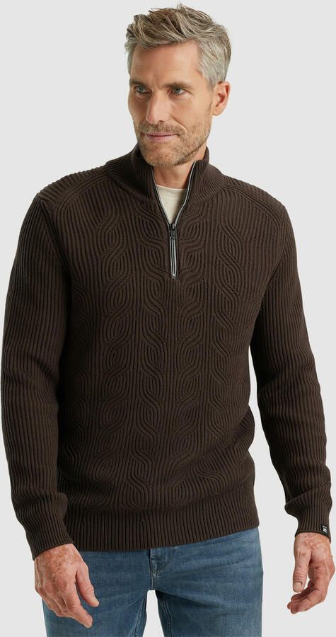 Vanguard Trui Half Zip Structuur Wolmix Bruin - Foto 5