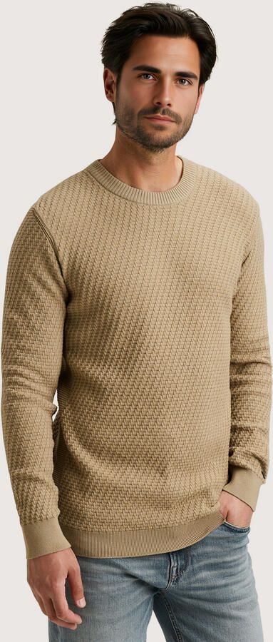 CAST IRON Heren Truien & Vesten Regular Fit Cotton Stretch Structure Beige - Foto 7