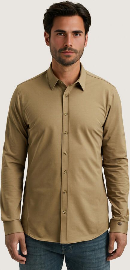 CAST IRON Heren Overhemden Cf Tech Twill Jersey Beige - Foto 5