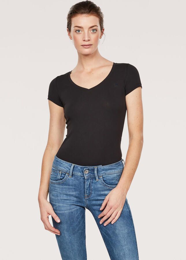 G-Star RAW Shirt met V-hals Base v t wmn cap sl met kleine logoprint voor