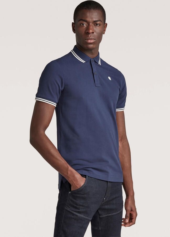 G-Star G Star RAW slim fit polo met biologisch katoen sartho blue milk