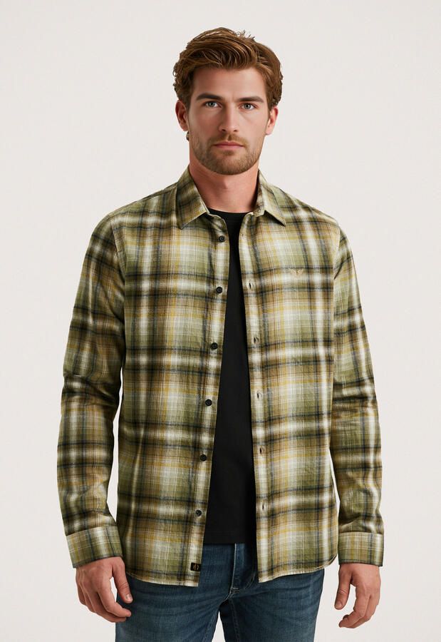 PME Legend Regular fit vrijetijdsoverhemd met kentkraag en labelstitching