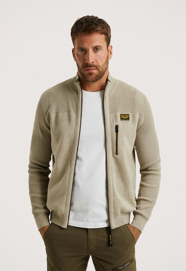 PME Legend vest met ingebreid patroon beige - Foto 4