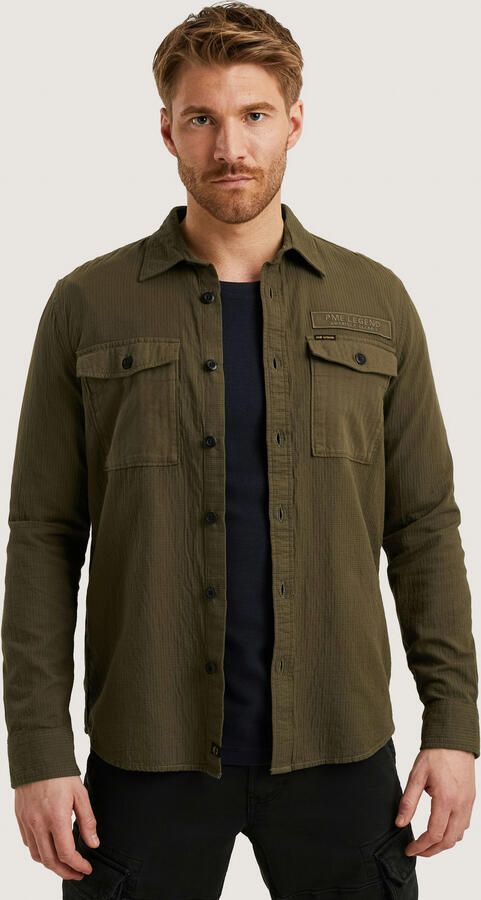 PME LEGEND Heren Overhemden Quilt Poplin Casual 2 Khaki - Foto 8