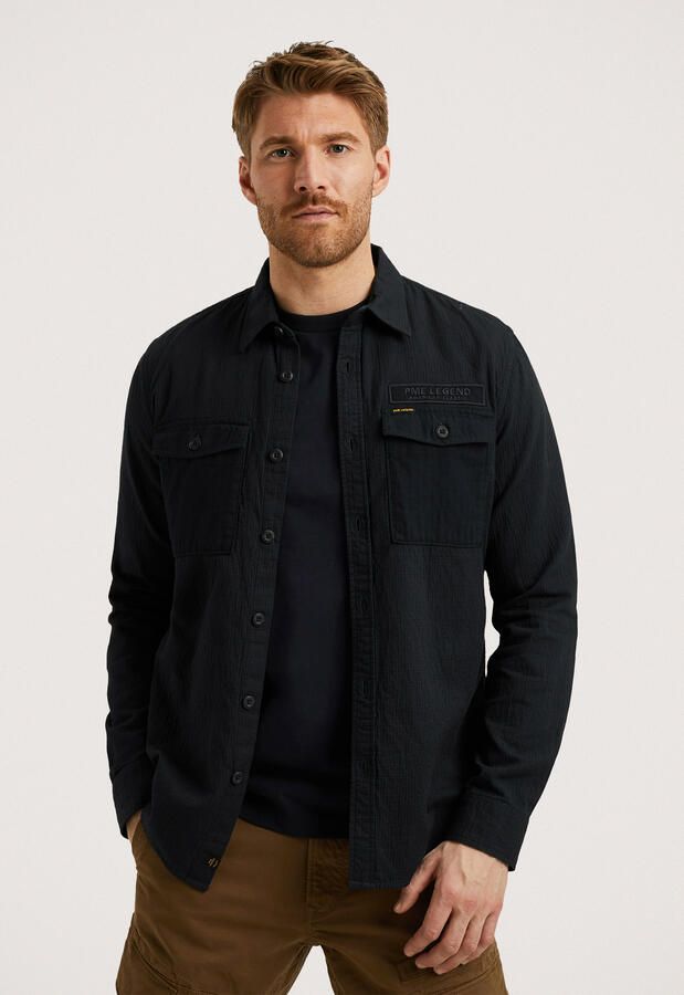 PME LEGEND Heren Overhemden Quilt Poplin Casual 2 Zwart - Foto 8