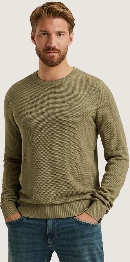 PME Legend Gebreide pullover met ronde hals en labelstitching