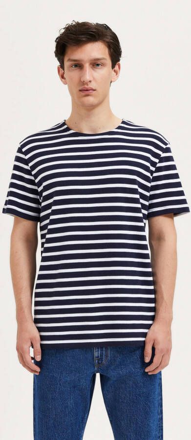 Selected Homme Blauw wit Gestreepte T-shirt Slhbriac Stripe Ss O-neck Tee - Foto 3